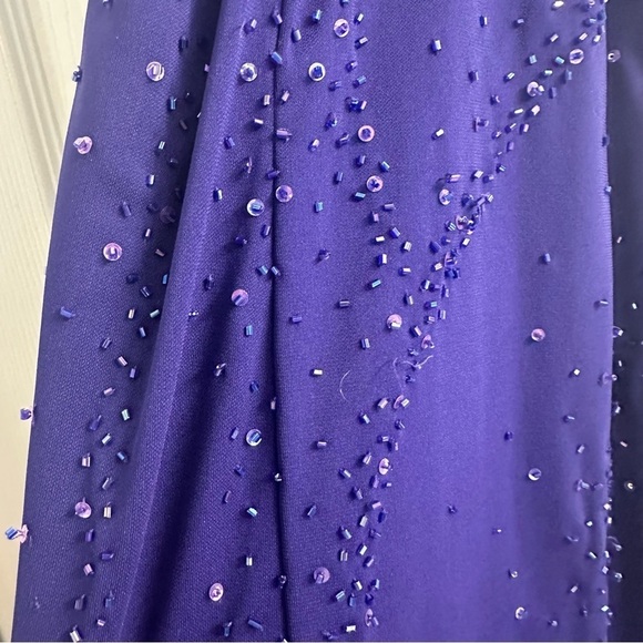 Vintage Dress Long Formal Prom Purple Beaded Halter Whimsigoth Size 8 Small - Picture 4 of 6